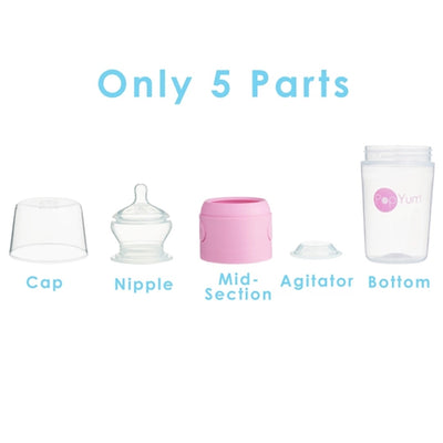 Kit De Mamadeira PopYum Com Mixer Pink 260ML - Design Eficiente